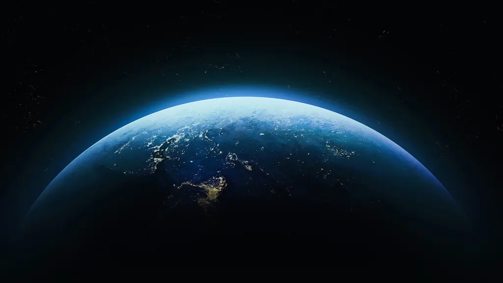 Half of Tellus against a dark sky.