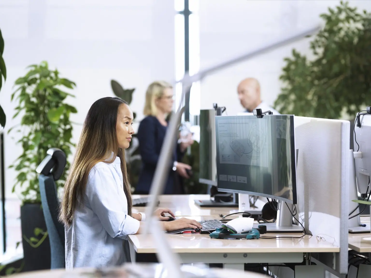 lady looking at a screen