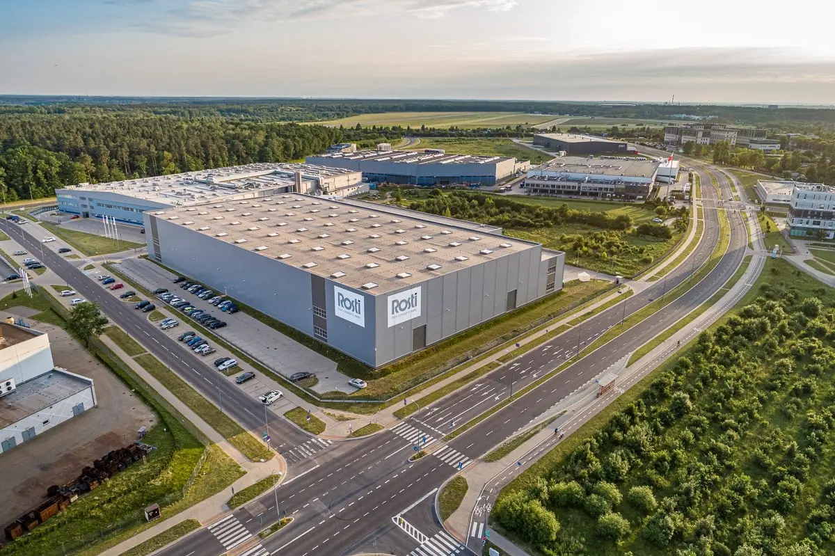 Rostis site in Poland in a drone view.