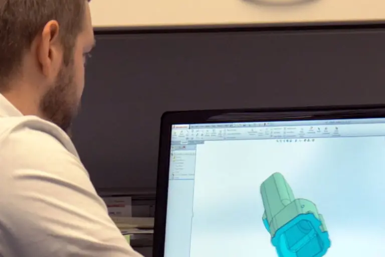 Man with computor, Simulations is a part of the precision process