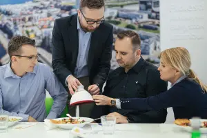 Guests and staff in Rosti business development center