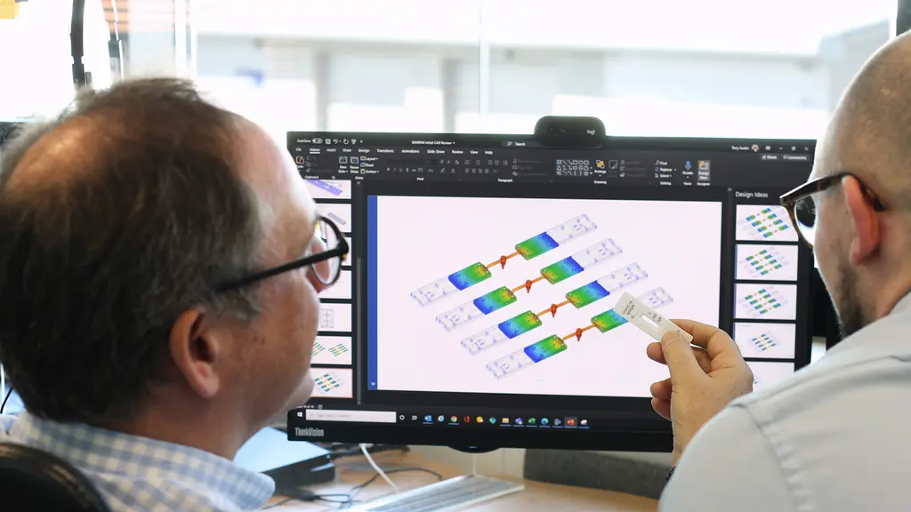 Two engineers designing