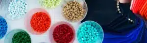 polymer resin pellets in different colors