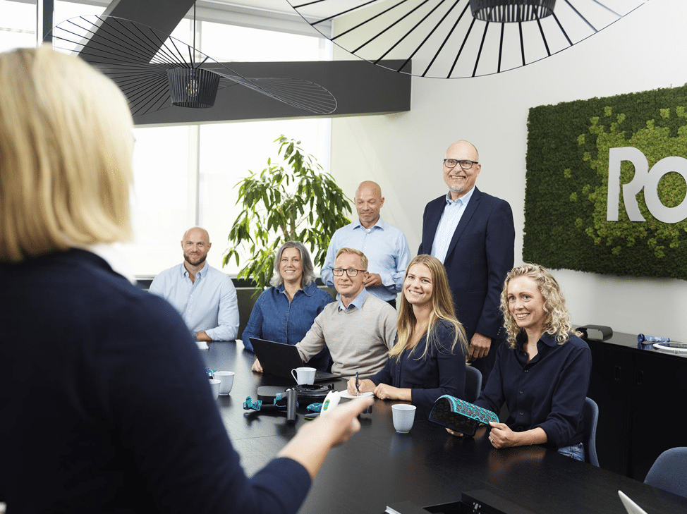 Rosti staff meeting about sustainability