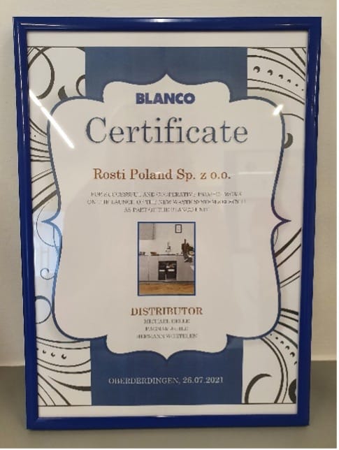 Rosti Poland mükemmel proje tanıtımı için BLANCO tarafından ödüllendirildi