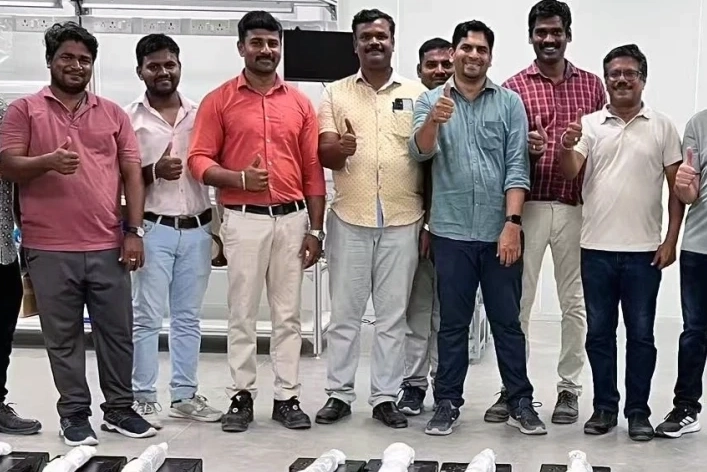 A row of colleagues engineers india banner