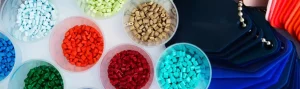 polymer resin pellets in different colors