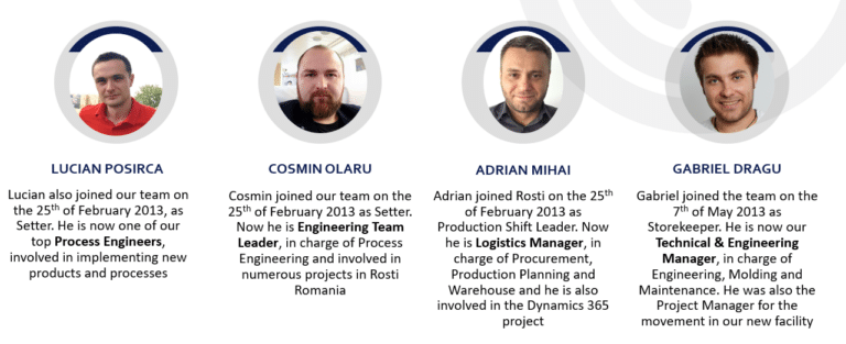 Here are the four longest-serving employees in Rosti Romania, who have been here since the beginning.