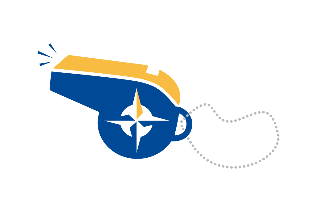 A illustration of a yellow and blue whistleblower.